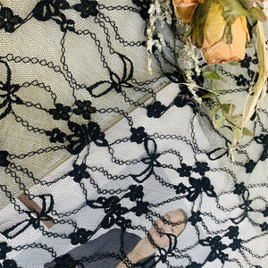 <span class=keywords><strong>Pas</strong></span> <span class=keywords><strong>Cher</strong></span> Nœud-Motif Net Dentelle Tissu Mixte Doux et Respirant Nylon Jacquard Maille pour Robes et Costumes - Product Image 1