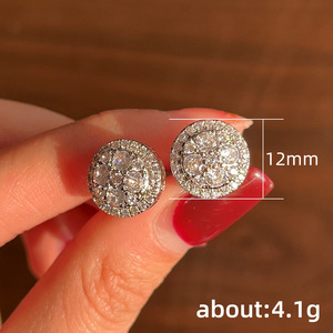 Orecchini a perno rotondi bianchi da donna con pietre scintillanti, gioielli alla moda per tutti i giorni - Product Image 5