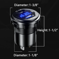 Chargeur rapide USB C 12V 24V PD 45W, chargeur de voiture USB 3.0 18W avec interrupteur, voltmètre LED pour voiture, bateau, marine