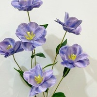 Bunga Tulip Buatan 3 Kepala dengan Kelopak Ganda, Tulip Batang Panjang Ukuran Besar, Bunga Dekoratif untuk Rumah dan Fotografi Hotel
