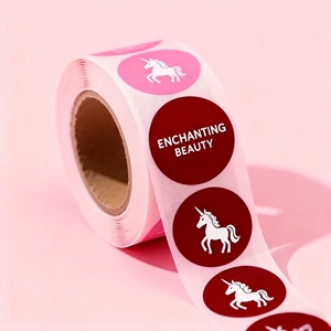Etiquetas de Vinilo con Logotipo Personalizado, Textura Mate <span class=keywords><strong>3D</strong></span>, Holográficas, Troqueladas, Etiquetas de Embalaje de Primera Calidad, Rollo de Etiquetas Adhesivas para Gel de Ducha, Color Rosa Brillante, Resistentes al Agua - Product Image 1
