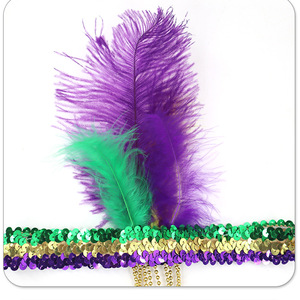 Diadema HLC <span class=keywords><strong>de</strong></span> Mardi Gras con Plumas y Lentejuelas, con Cuentas Metálicas, Máscara <span class=keywords><strong>de</strong></span> Comedia, Sombrero <span class=keywords><strong>de</strong></span> Bufón, Accesorio para la Cabeza para Festivales, Carnavales y Desfiles - Product Image 3