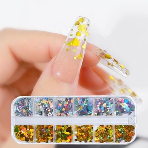 Haute qualité Offre Spéciale mélange Laser coeur forme <span class=keywords><strong>lettre</strong></span> 3D paillettes paillettes ongles - Product Image 3