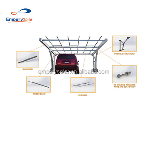 Structure de carport solaire commerciale adaptée, 0,375 kW, 220/110 volts AC, 15 ans de garantie, dépend des dimensions du toit, 0~60 degrés, 60 m/s - Product Image 3