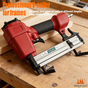 Cloueur pneumatique WISDOM V1015 pour meubles DIY, cloueur d'angle avec corps en alliage d'aluminium, longueur des clous 7, 10, 12, 15 mm pour cadre OEM - Product Image 1