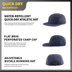 Sombrero de campamento de 5 paneles blanco no estructurado de secado rápido de verano para sombreros de correr perforados impermeables de nailon para hombres y mujeres - Product Image 3