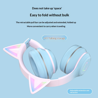 Headset BT dengan Efek Lampu RGB 40mm Dinamis Over Ear untuk Penerbangan dan Perjalanan, Kabel & Nirkabel Mode Ganda, Codec AAC, BT V5.1