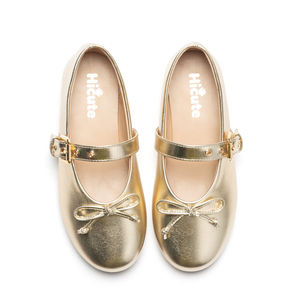 Scarpe da bambina stile principessa, Mary Jane oro metallizzato con fiocco, scarpe eleganti per feste, ideali per completi da bambina - Product Image 2