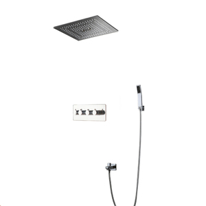 Ensemble de <span class=keywords><strong>douche</strong></span> thermostatique HIDEEP finition chrome carré, montage mural/plafond, eau chaude/froide, télécommande, robinet de <span class=keywords><strong>douche</strong></span> LED - Product Image 2