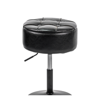 Tabouret de comptoir pivotant rembourré moderne, en similicuir capitonné, avec réglage en hauteur par vérin à gaz, base en métal noir, mobilier commercial