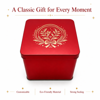 Boîte en métal rectangulaire rouge de luxe avec logo personnalisé, emballage cadeau pour bonbons, chocolat, mariage, Noël, stockage, vente en gros