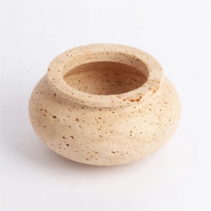 Vase Flore Et Pot De Jardinière En Pierre Sculpturale Beige Vintage - Product Image 4