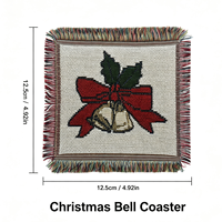 Décoration de table de Noël : Sous-verre tissé à franges, tapisserie cloche de Noël, dessous de verre pour bar à café, table à manger, fêtes