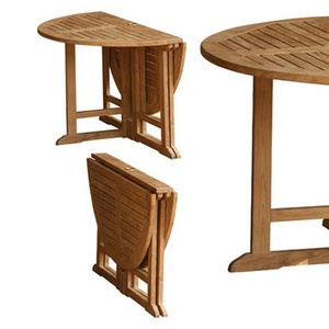 Mesa de teca de madera plegable portátil minimalista moderna muebles de comedor Gateleg duraderos para Hotel Villa jardín al aire libre parque Patio - Product Image 4