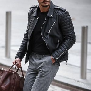 <b>Men</b> High Quality Coated Winter <b>Leather</b> <b>Jacket</b> with Zipper Front Logo Vintage Design - Product Image 5