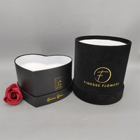 Boîtes rigides noires personnalisées en promotion avec logo personnalisé, revêtement UV, gaufrage à chaud doré, roses, fleurs, cadeaux, boîtes rondes en forme de cœur