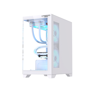 Lovingcool Caixa do PC computador central torre Alta Fluxo de Ar Perfurado Vidro Temperado Frente / Side Painel <span class=keywords><strong>Gamer</strong></span> Case - Product Image 3