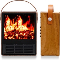 Cheminée électrique avec flamme réaliste 3D, 1500W/750W, thermostat réglable, double protection de sécurité, finition en bois de noyer