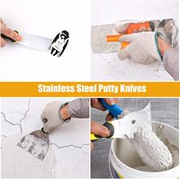 Kit d'outils à main pour cloisons sèches en acier inoxydable, 8 pièces, comprenant des couteaux à banderole, des couteaux à mastic, une truelle de finition, une pelle à mastic et une cuvette à mastic de 12 pouces