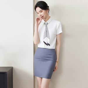 女性の半袖白シャツ作業服フォーマルサマーコート上級気質プロフェッショナル - Product Image 1