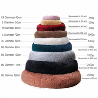 Coussin pour chien et chat en forme de beignet, en tissu pelucheux semblable à la laine, avec housse amovible lavable, chaud toute l'année, tapis pour animaux de compagnie