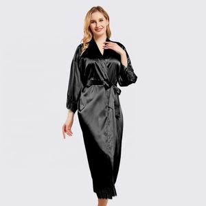 Pigiami lunghi da <span class=keywords><strong>donna</strong></span> in pizzo di seta abito in <span class=keywords><strong>raso</strong></span> con stampa di ghiaccio - Product Image 1