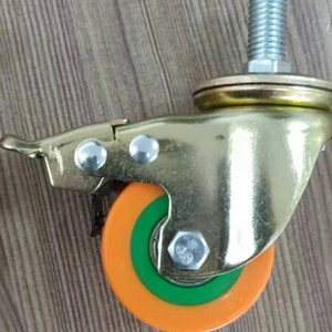 Schwenkbar verzinkt 2 Zoll 100 kg schwere Tragfähigkeit Doppel kugellager Langlebig Orange PU <span class=keywords><strong>Wheel</strong></span> Caster - Product Image 3