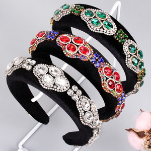 Diademas de Pedrería para Mujer Hua Liyu, Diseño Floral Ovalado Negro, Accesorios para el Cabello, Tocado de Estilo Barroco para Mujer - Product Image 1