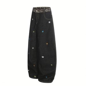 <span class=keywords><strong>Jeans</strong></span> Baggy da Uomo <span class=keywords><strong>a</strong></span> Vita Media in Denim Lavato con Ricamo <span class=keywords><strong>a</strong></span> Stampa di <span class=keywords><strong>Zampa</strong></span> di Stella, Pantaloni Casual Streetwear Vestibilità Larga alla Moda - Product Image 2