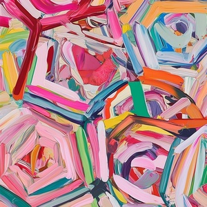 Peinture à l'huile hexagonale entièrement faite à la main, encadrée, pour chambre à coucher, salon, chambre d'enfant, décoration murale - Product Image 2