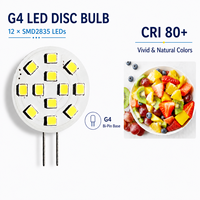 Ampoule LED G4 AC/DC 12V 2W 12 SMD2835 sans scintillement pour hotellerie, hotte de cuisine, bateau, armoire, remplacement d'halogène