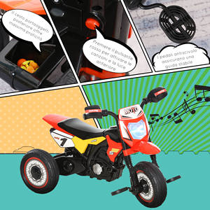 HOMCOM Triciclo para Niños, Motocicleta Estilo Pedal con Luces y Sonidos, 3 Ruedas Anchas, Edad 18-36 Meses, 71x40x51cm, Rojo - Product Image 5