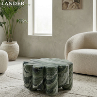 Ensemble de tables basses en marbre vert Shangrila de Landerstore, table basse en marbre, design ondulé pour salon