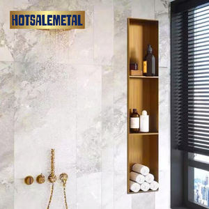 Niche murale rectangulaire en acier inoxydable 304 de qualité supérieure, fabrication Foshan, étagère encastrée moderne, installation autocollante pour salle de bain - Product Image 4