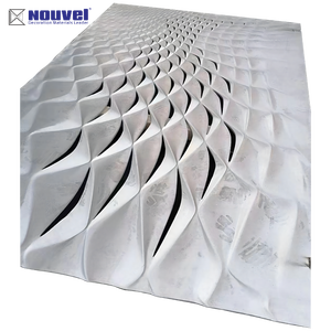 Nouvel vật liệu xây dựng 3D tường trang trí nội thất kim loại trừu tượng gạch nhôm sóng cá Quy mô dòng trang trí nhôm Panel tường - Product Image 4