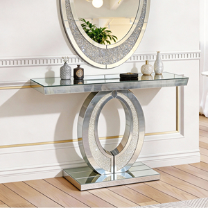 <span class=keywords><strong>Mesa</strong></span> Consola con Espejo en Forma de Oliva, Elegante y Grande, con Espejo y Diamantes Triturados, para Pasillo y Sala de Estar - Product Image 1