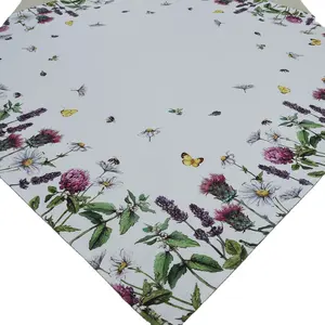 Botanical Fresh 100% Polyester Tablecloth for Mothers Day Kitchen Dining Tabletop Decoration Parties Weddings Spring Summer