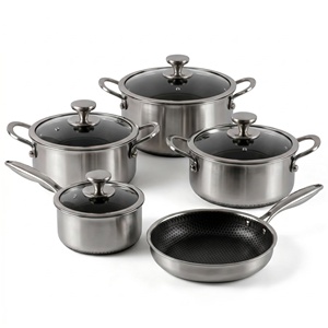 Lot de 10 ustensiles de cuisine classiques en acier inoxydable antiadhésif, compatibles induction, écologiques, vente en gros usine, double parure - Product Image 1