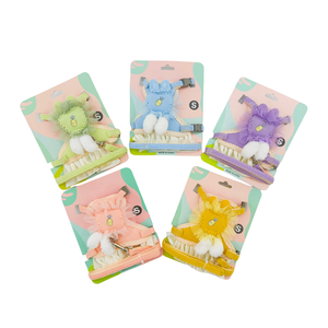 ラブブ柄子犬用ハーネス、小さな子犬用メッシュ付き、ティーカップ子犬用、調節可能な金属製クリップ、簡単着脱、ペット散歩セット - Product Image 1