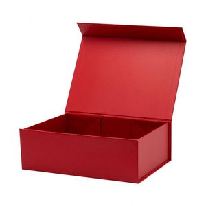 Boîte cadeau en papier rigide avec rabat magnétique rouge de luxe sur mesure, vente en gros - Product Image 5
