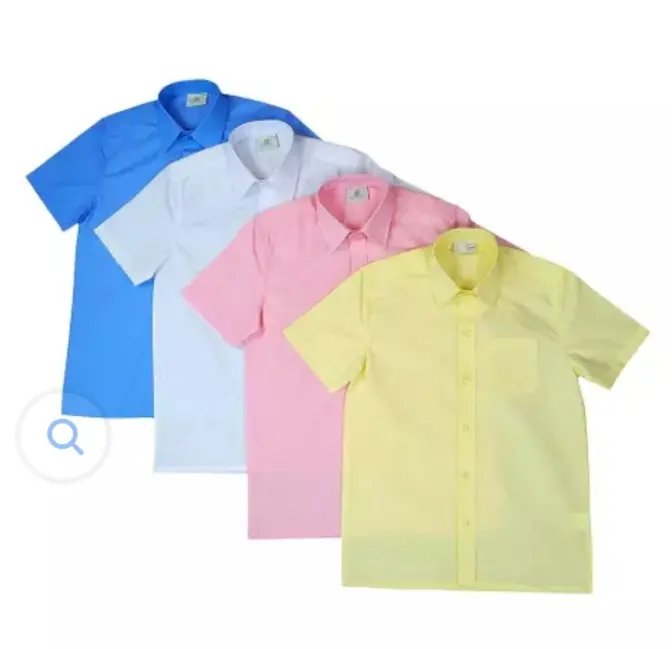 OEM service Custom International Kindergarten Kids Unisex Child Cotton Short Sleeve School Uniform Shirts White