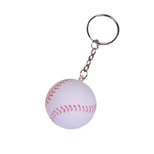 Promotion Custom ized Logo Soft PU Sports Style Spielzeug Baseball geformte PU Mini Stress Ball Schlüssel bund