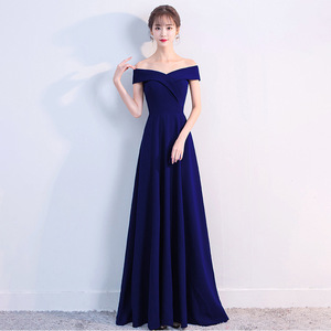 Evening Dress Women Off The Shoulder Long A Line Chiffon Wine Red Formal Party Wedding Bridesmaid Dress - Product Image 2