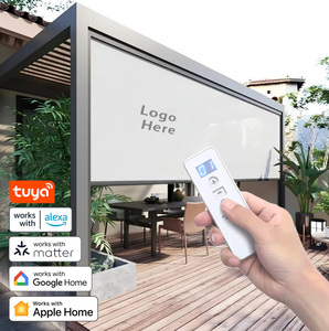 Pergola Impermeable <span class=keywords><strong>y</strong></span> Resistente al Viento, Transpirable, con Pantalla Enrollable, Toldo para Patio, Persianas Automáticas de PVC, Persianas Enrollables Motorizadas para Exteriores - Product Image 1
