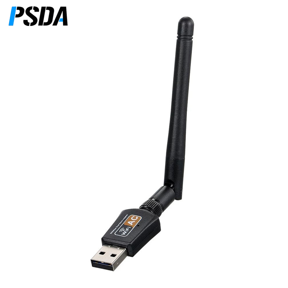 Беспроводная USB сетевая карта PSDA 600 Мбит/с 2,4 ГГц + 5 ГГц, двухчастотный диапазон, USB Wi-Fi адаптер с внешней антенной для ПК, ноутбука