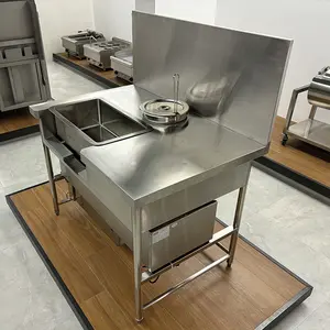 Attrezzatura da cucina tavolo in polvere automatico in acciaio inossidabile elettrico tavolo da impanatura per impanatura KFC tavolo da lavoro per impanatura