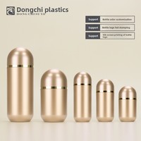 Flacon en plastique acrylique doré haut de gamme en forme de balle pour médicaments, comprimés, capsules, distributeur de pilules vide de 15 ml, double couche, à visser