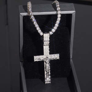Nuevo Collar con Colgante de Cruz de Cobre con Incrustaciones de Moissanita, Cadena de Bambú, Estilo Hip-hop Cristiano, con Diseño de <span class=keywords><strong>Fe</strong></span> Personalizado - Product Image 3