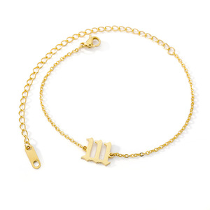 HOVANCI Vente en gros Bracelet de cheville en acier inoxydable or 18 carats Bijoux pour femmes Bracelet de cheville sans ternissement <span class=keywords><strong>111</strong></span> -- 999 Lucky Angel Number - Product Image 6