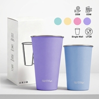 Vente en gros de gobelets en acier inoxydable 304 de 16 oz et 22 oz, verre à boire en métal écologique avec logo personnalisé pour la bière et les jus